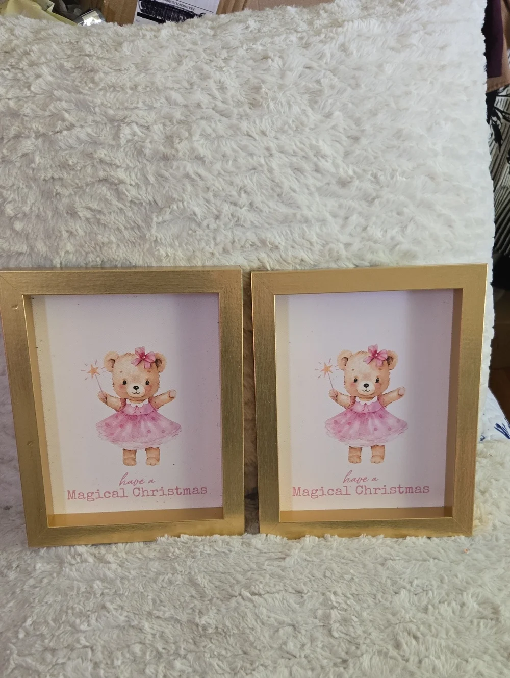 Gold Frame Pink Bear 